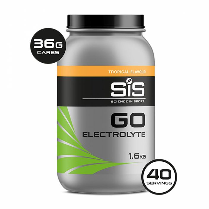 SIS Go Electrolyte Juomajauhe Tropical 1.6kg SIS Go Electrolyte juomajauhepurkki 1.6kg koossa. Tropical makuinen